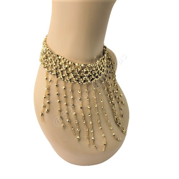 Gold Tassel Choker Necklace & Arm Wrist Jewelry Accessory Halloween Costume NEW - Picture 2 of 14